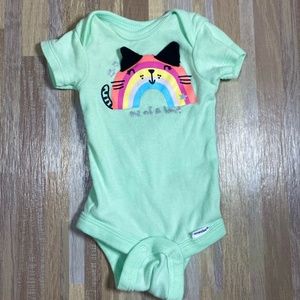 Gerber Mint Green Short Sleeve Rainbow Cat Onesie